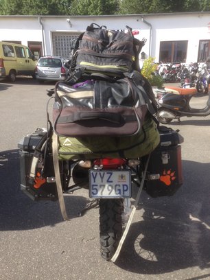 The bike of Igor Epof with a South African plate